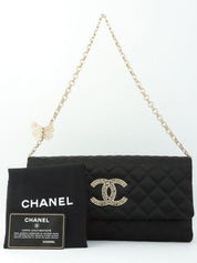 2014年頃製 シルクサテンCCマークステッチバタフライチェーンバッグ ブラック