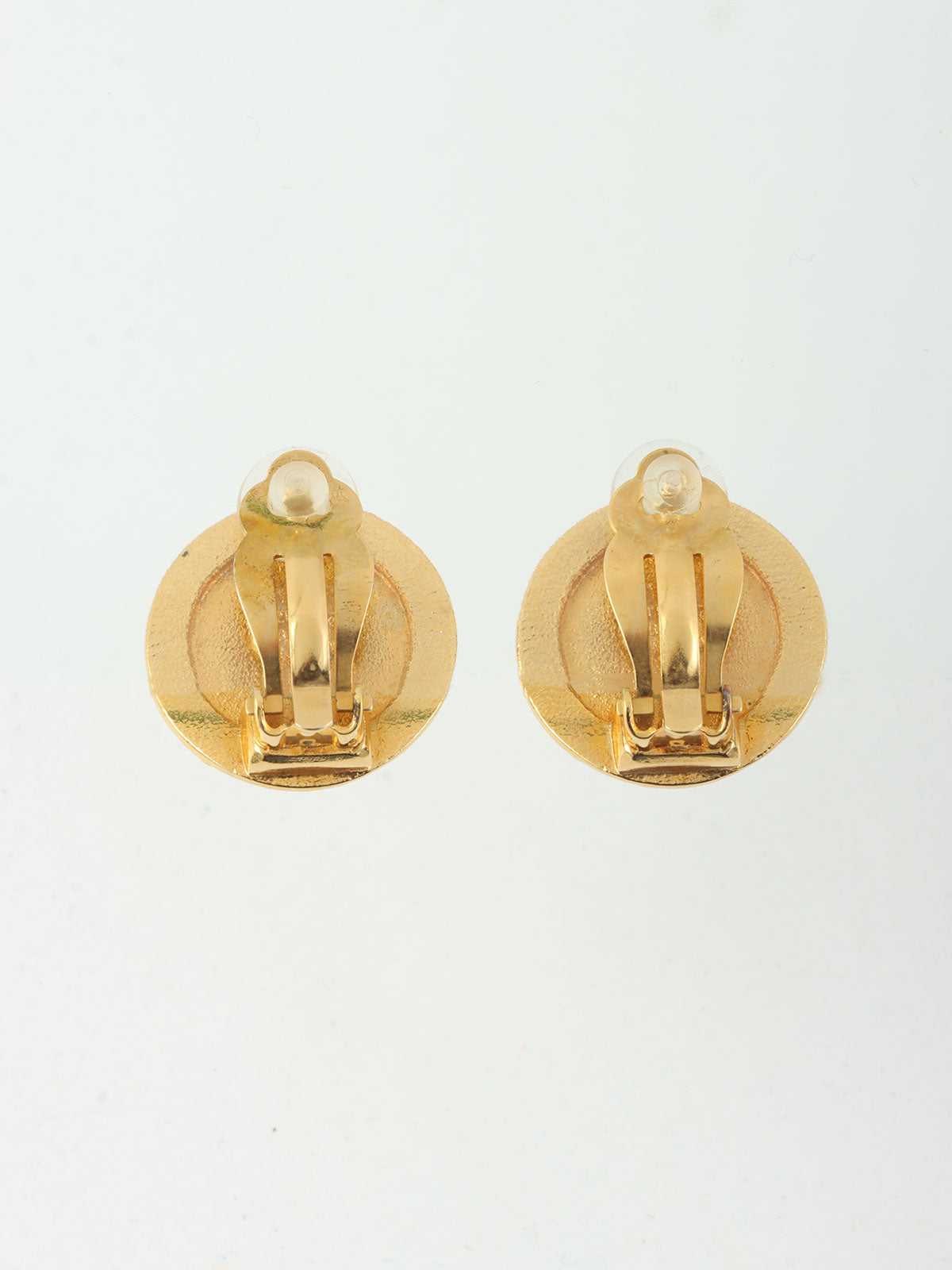 1996 Mademoiselle Round Design Earrings Gold
