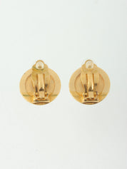 1996 Mademoiselle Round Design Earrings Gold