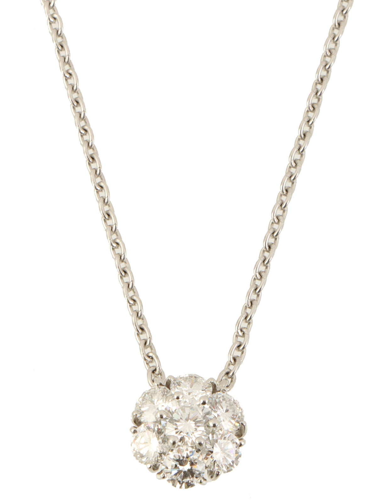 プラチナダイヤモンドフルーレットネックレス シルバー