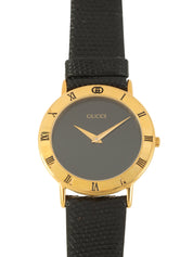 Round Logo Face Watch Black/Gold