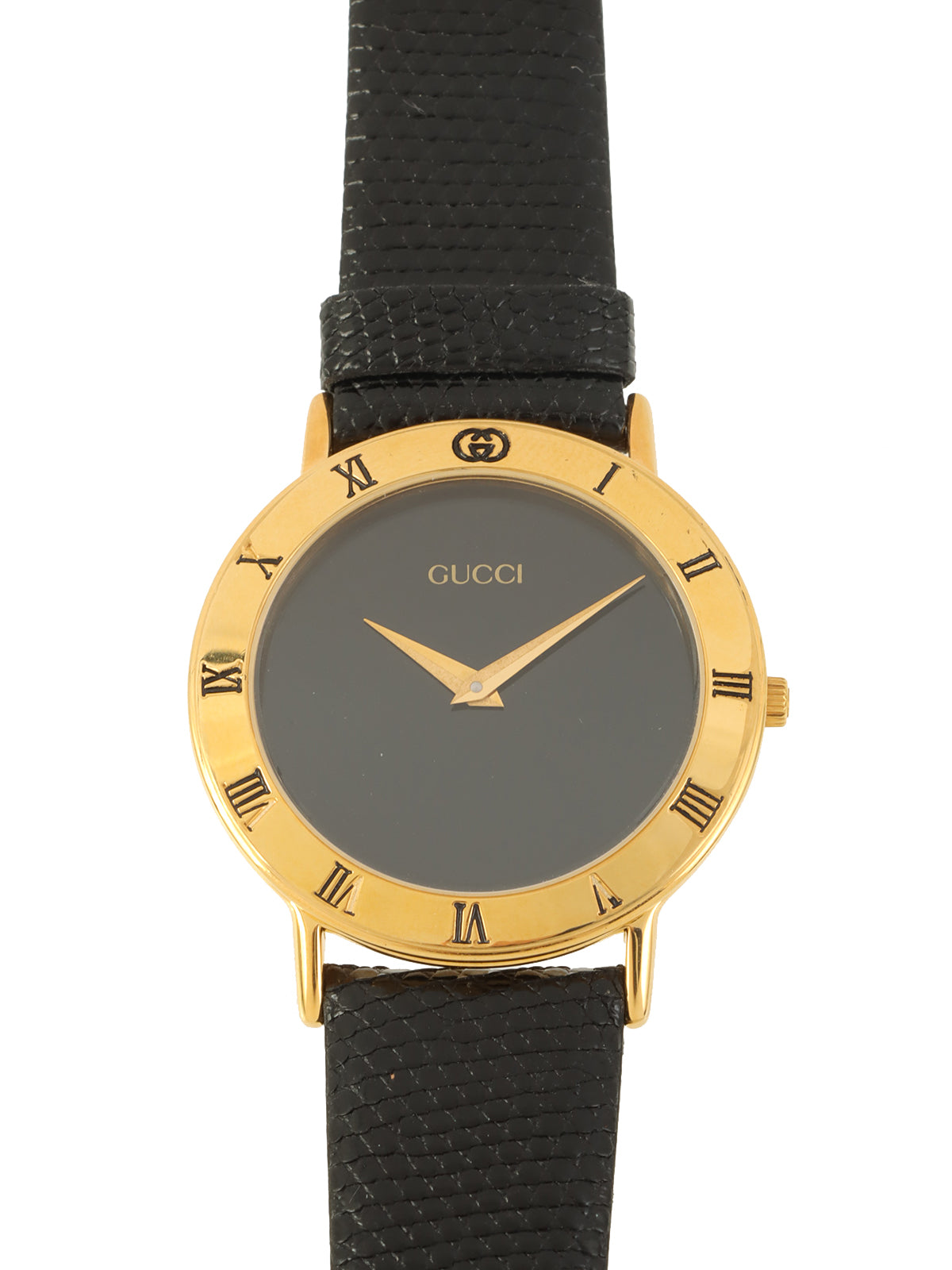 Round Logo Face Watch Black/Gold
