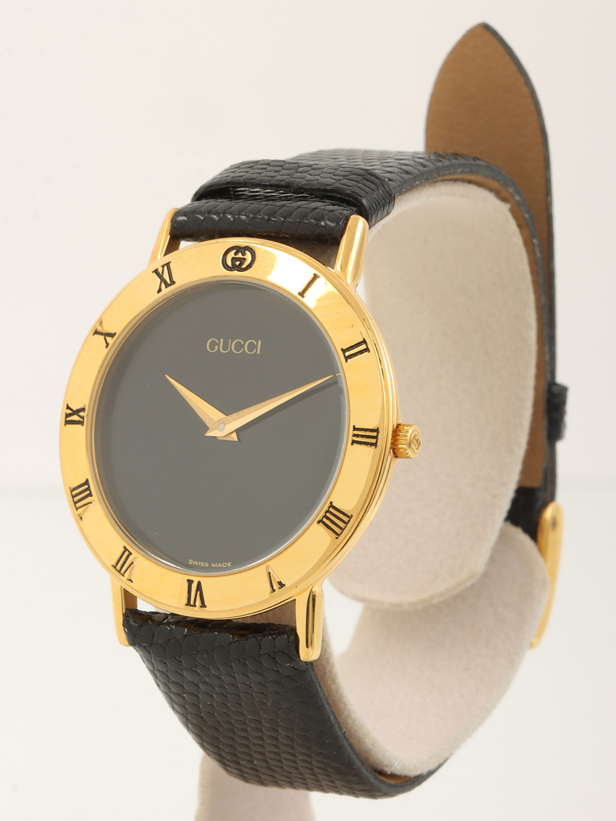 Round Logo Face Watch Black/Gold
