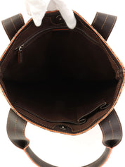 Canvas Macadam Pattern Tote Bag in Beige/Brown