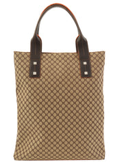 Canvas Macadam Pattern Tote Bag in Beige/Brown