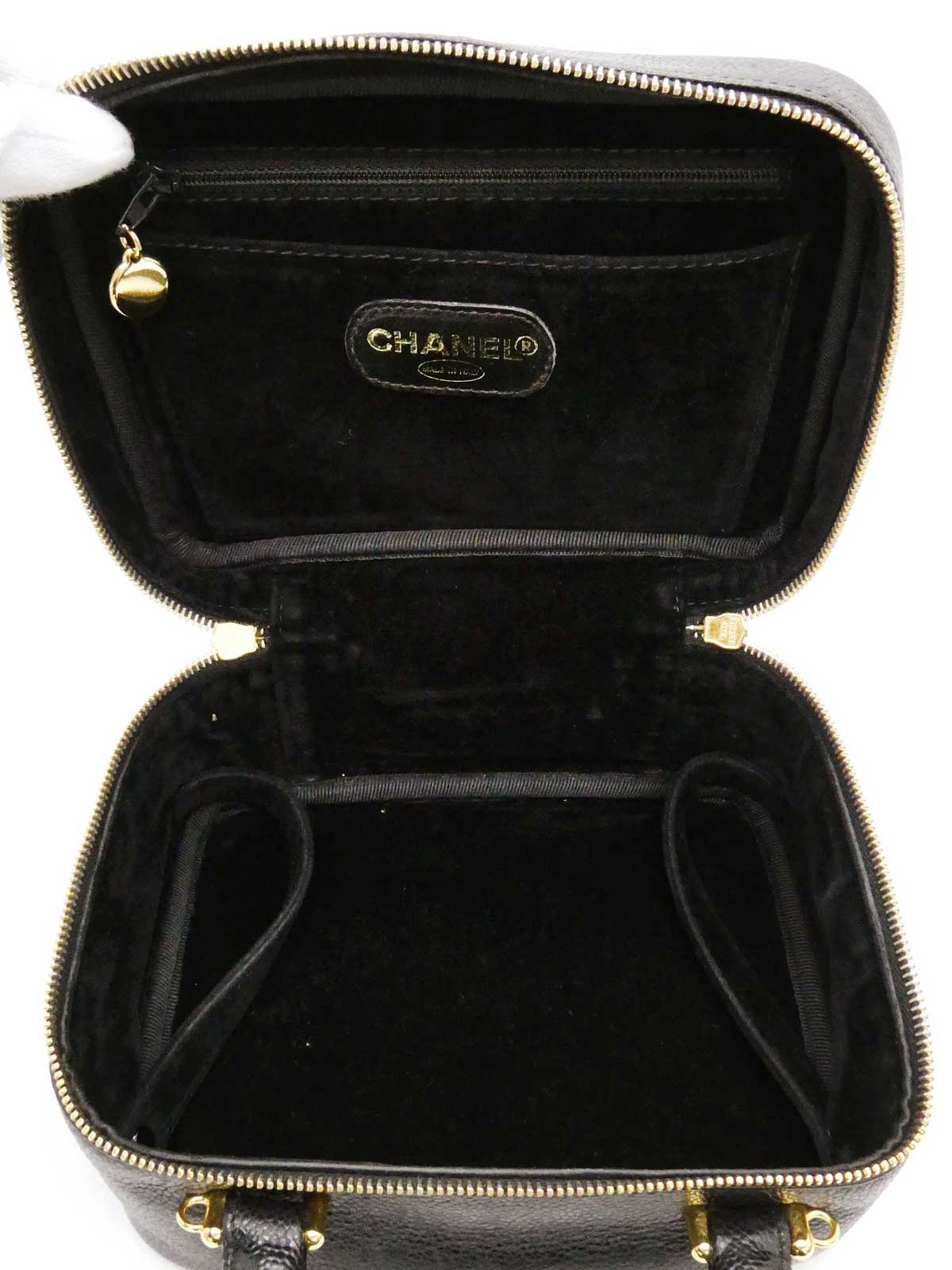 1997年頃製　キャビアスキンCCマーク2wayバニティバッグ　ブラック