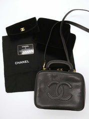 1997年頃製　キャビアスキンCCマーク2wayバニティバッグ　ブラック