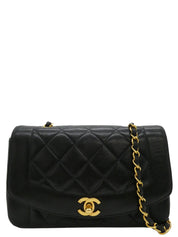 1997 Diana Flap Chain Bag 22cm Black