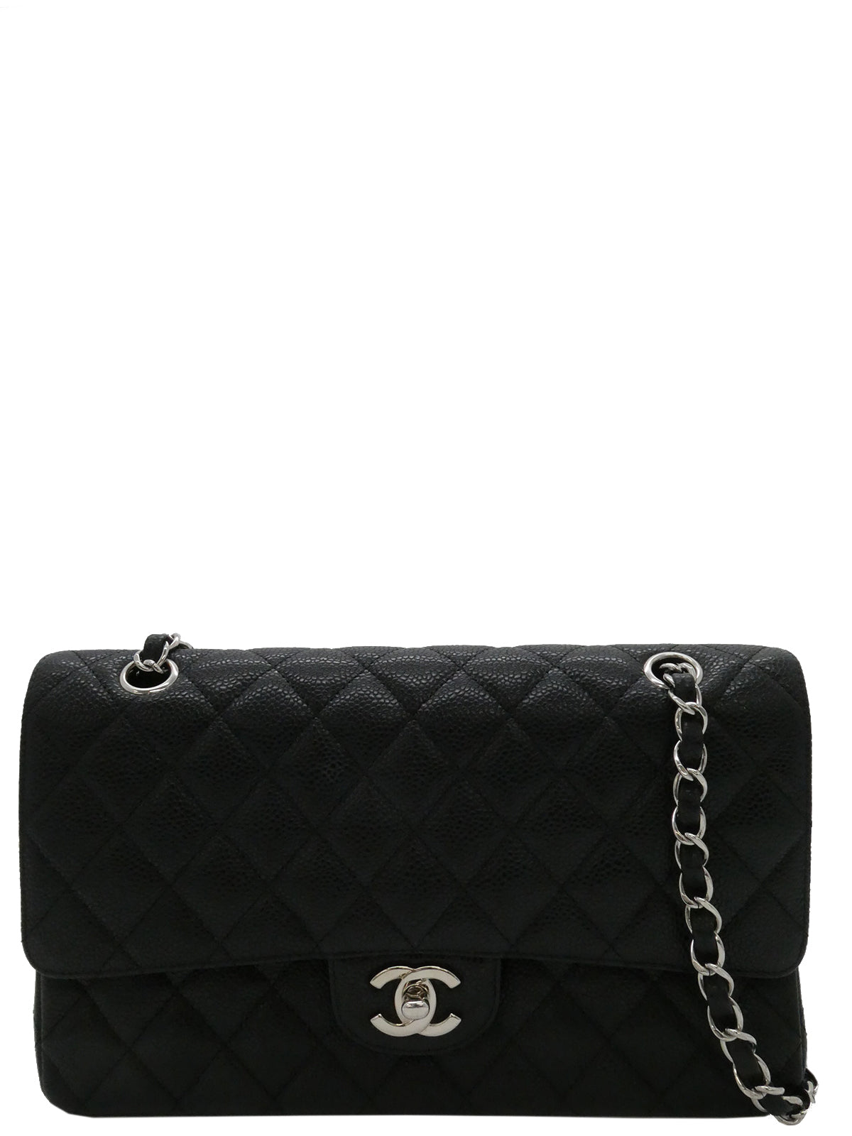 2008年頃製 キャビアスキンクラシックフラップチェーンバッグ25cm ブラック