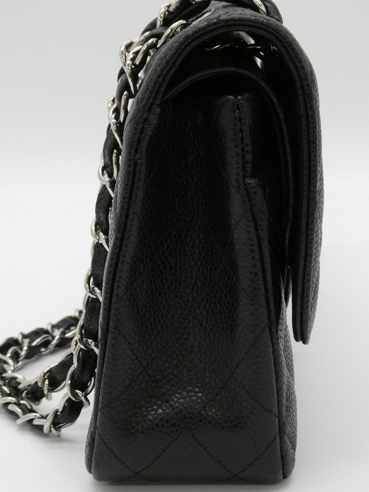2008年頃製 キャビアスキンクラシックフラップチェーンバッグ25cm ブラック