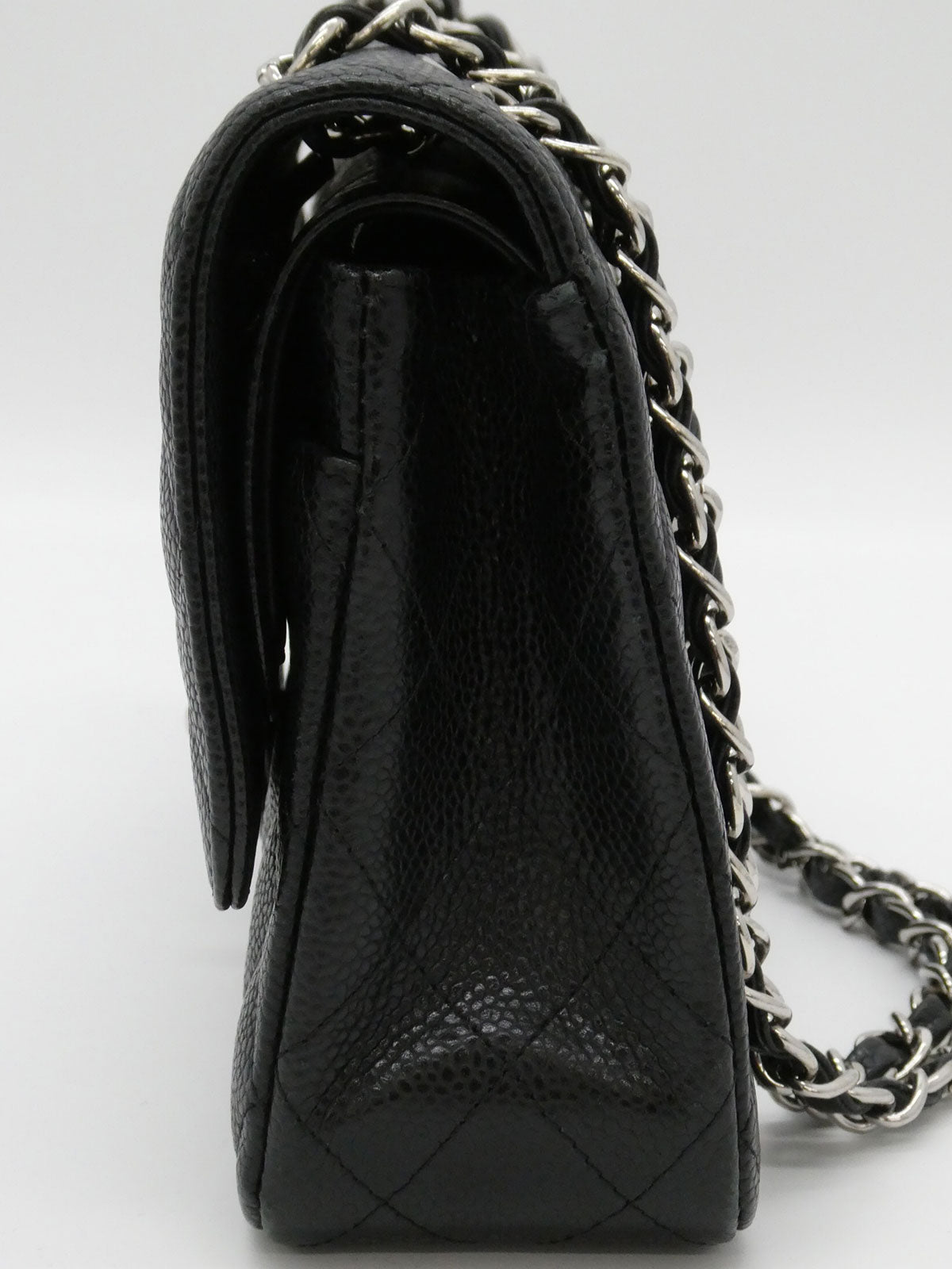 2008年頃製 キャビアスキンクラシックフラップチェーンバッグ25cm ブラック