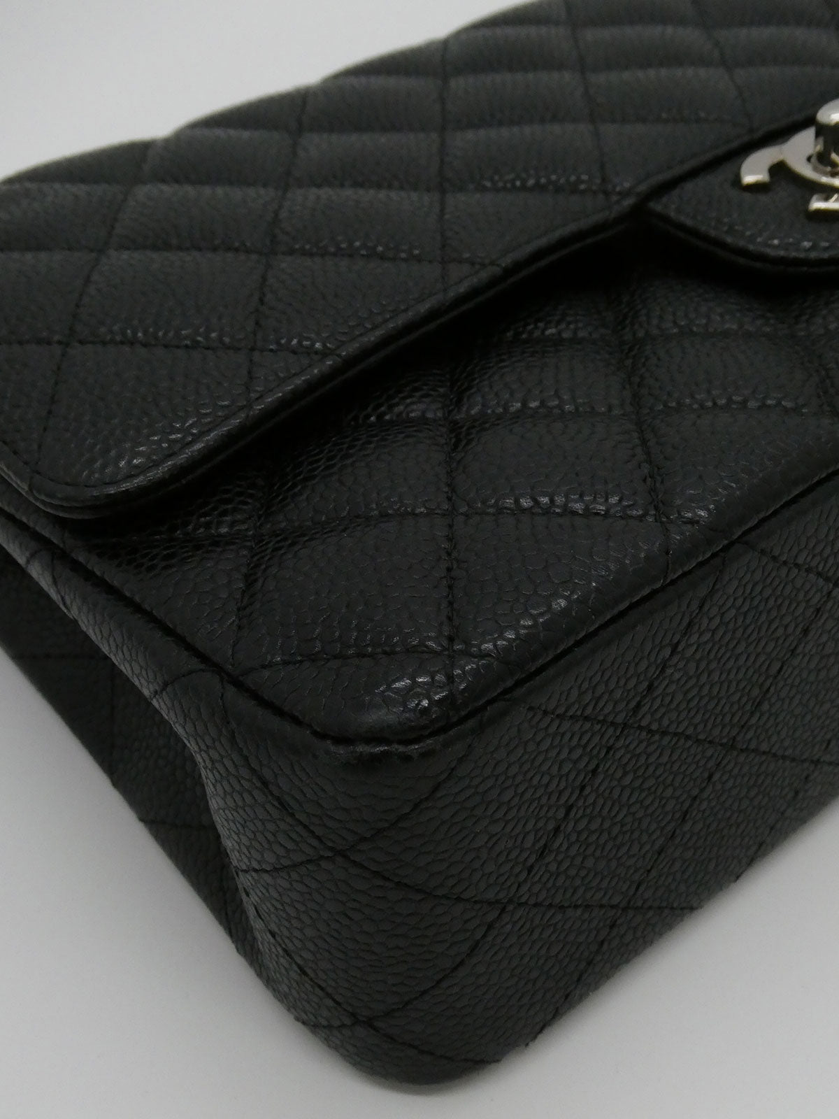 2008年頃製 キャビアスキンクラシックフラップチェーンバッグ25cm ブラック