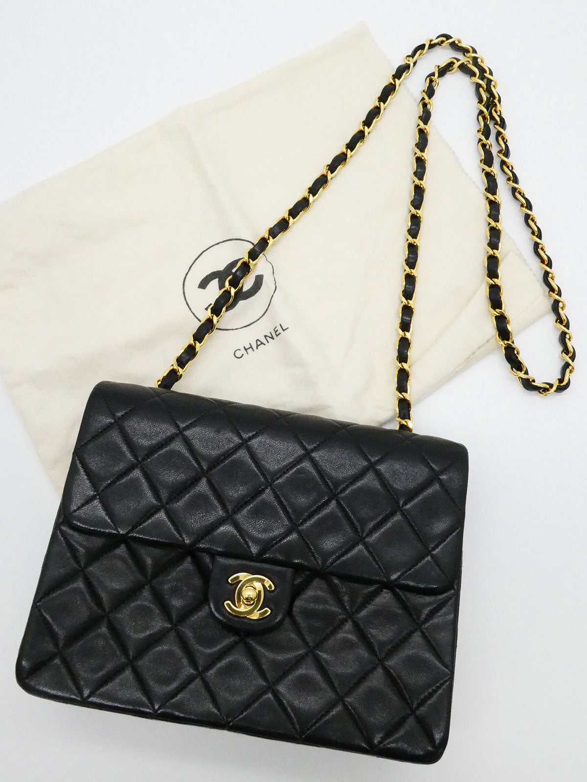 1992年頃製 スクエアクラシックフラップチェーンバッグ ブラック