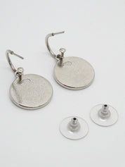 2004 Round CC Mark Hoop Earrings in Silver/Black