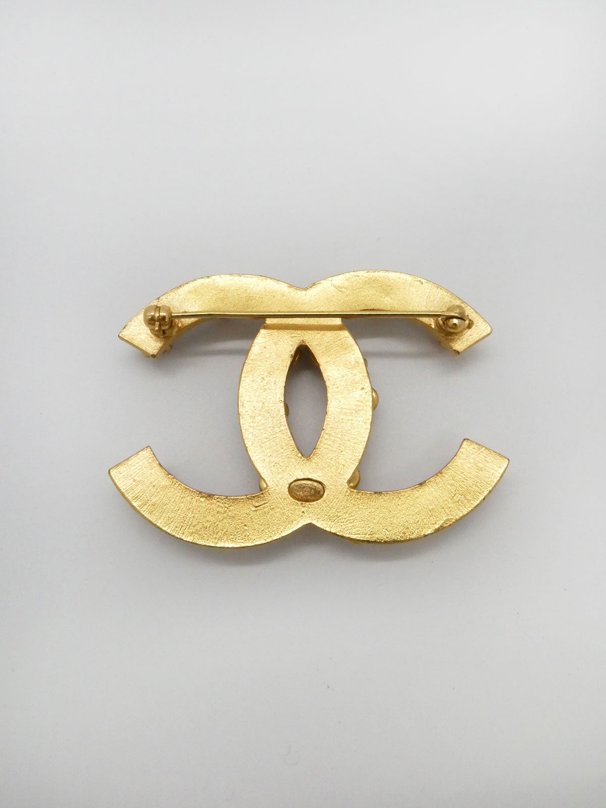 2001 Gripoix Tiger Eye CC Mark Brooch Gold/Multi