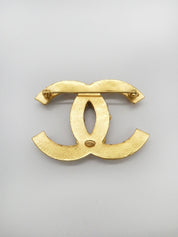 2001 Gripoix Tiger Eye CC Mark Brooch Gold/Multi