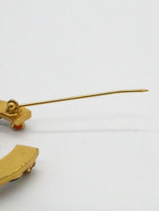 2001 Gripoix Tiger Eye CC Mark Brooch Gold/Multi