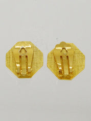 オクタゴンラインストーンロゴイヤリング ゴールド/ブラック